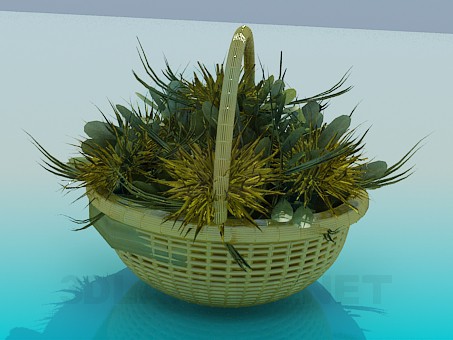 modelo 3D Cesta con flores - escuchar modelo 3D Cesta con flores - escuchar