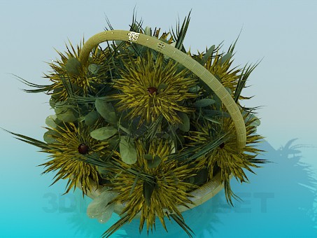 modelo 3D Cesta con flores - escuchar modelo 3D Cesta con flores - escuchar