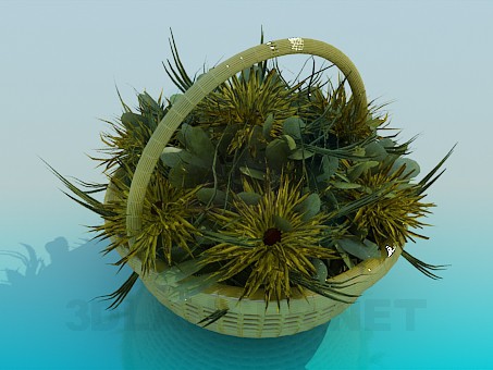 modelo 3D Cesta con flores - escuchar modelo 3D Cesta con flores - escuchar
