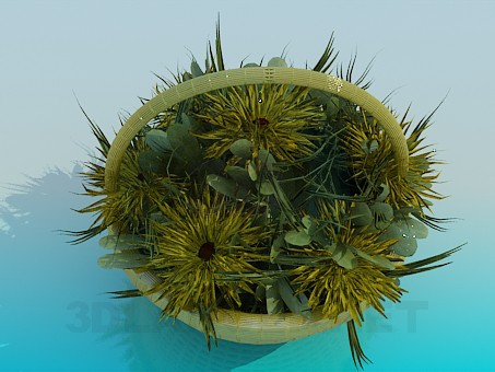 modelo 3D Cesta con flores - escuchar modelo 3D Cesta con flores - escuchar