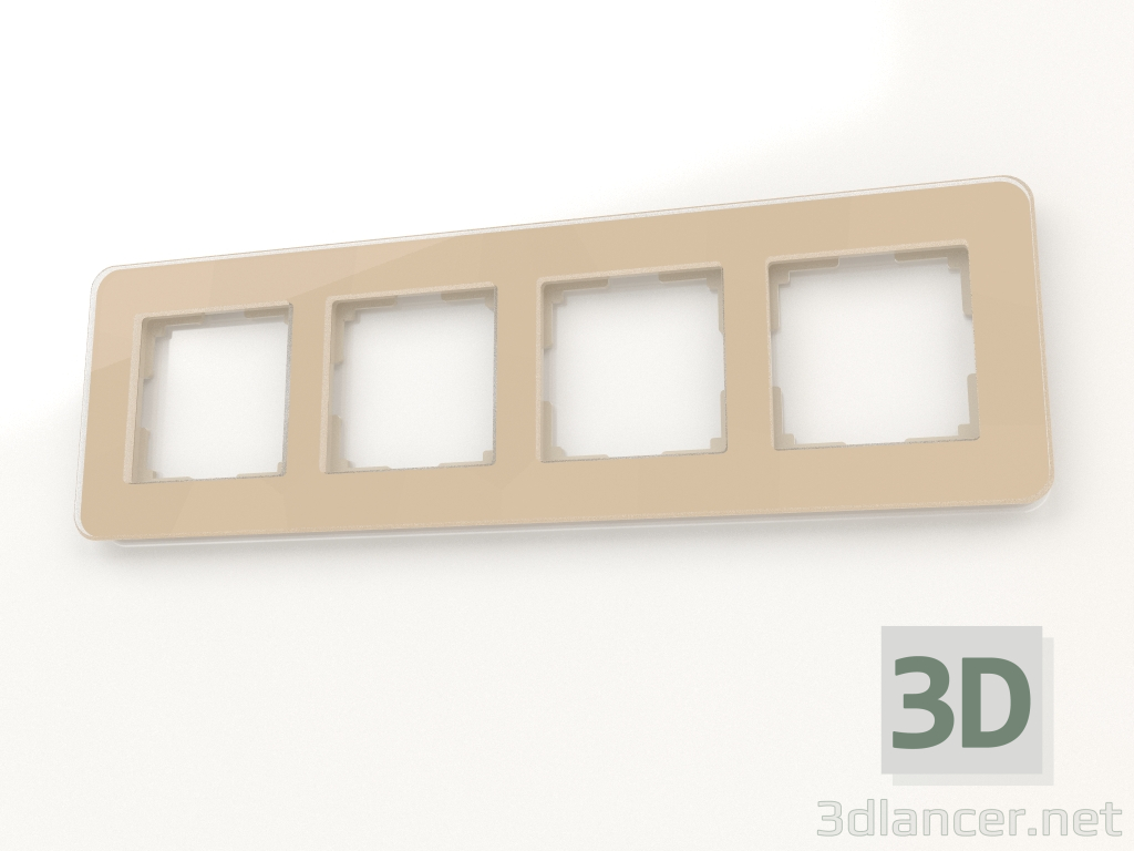 3 डी मॉडल 4 पदों के लिए कांच का फ्रेम संभ्रांत (हाथीदांत) - पूर्वावलोकन
