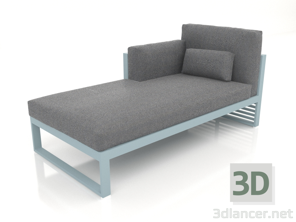 modèle 3D Canapé modulable, section 2 gauche, dossier haut (Bleu gris) - preview