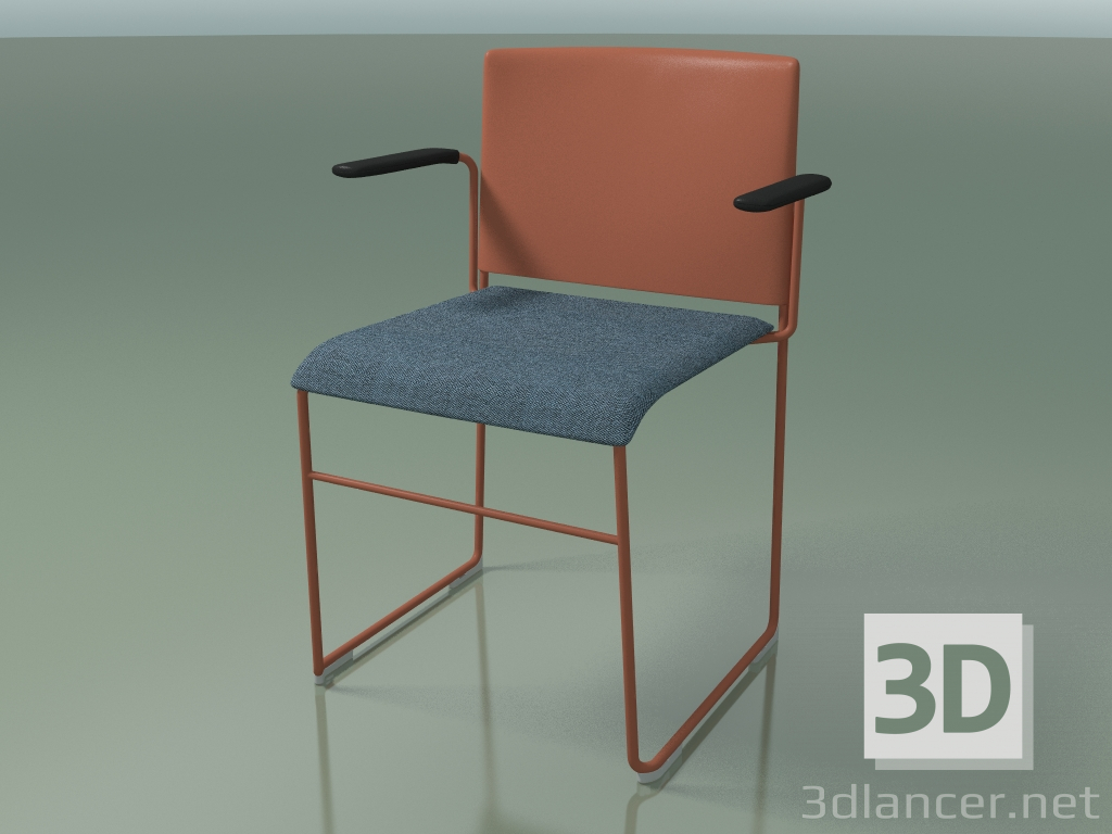 3D Modell Stapelbarer Stuhl mit Armlehnen 6604 (Sitzpolsterung, Polypropylen Rust, V63) - Vorschau