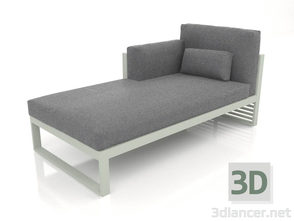 modèle 3D Canapé modulable, section 2 gauche, dossier haut (Gris ciment) - preview