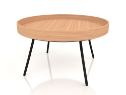 Uma mesa de centro com bandeja de carvalho