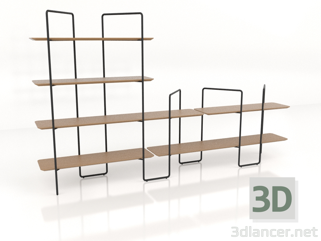 3D Modell Modulares Rack (Zusammensetzung 3 (04+03+U)) - Vorschau