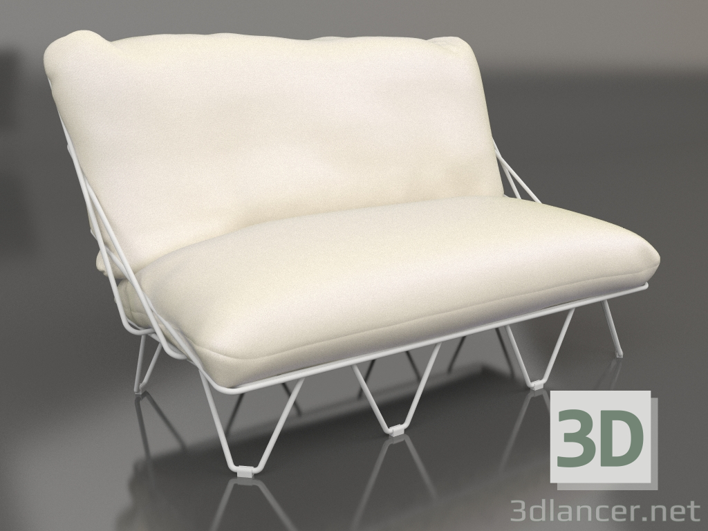 3D modeli 2'li kanepe (Gri) - önizleme
