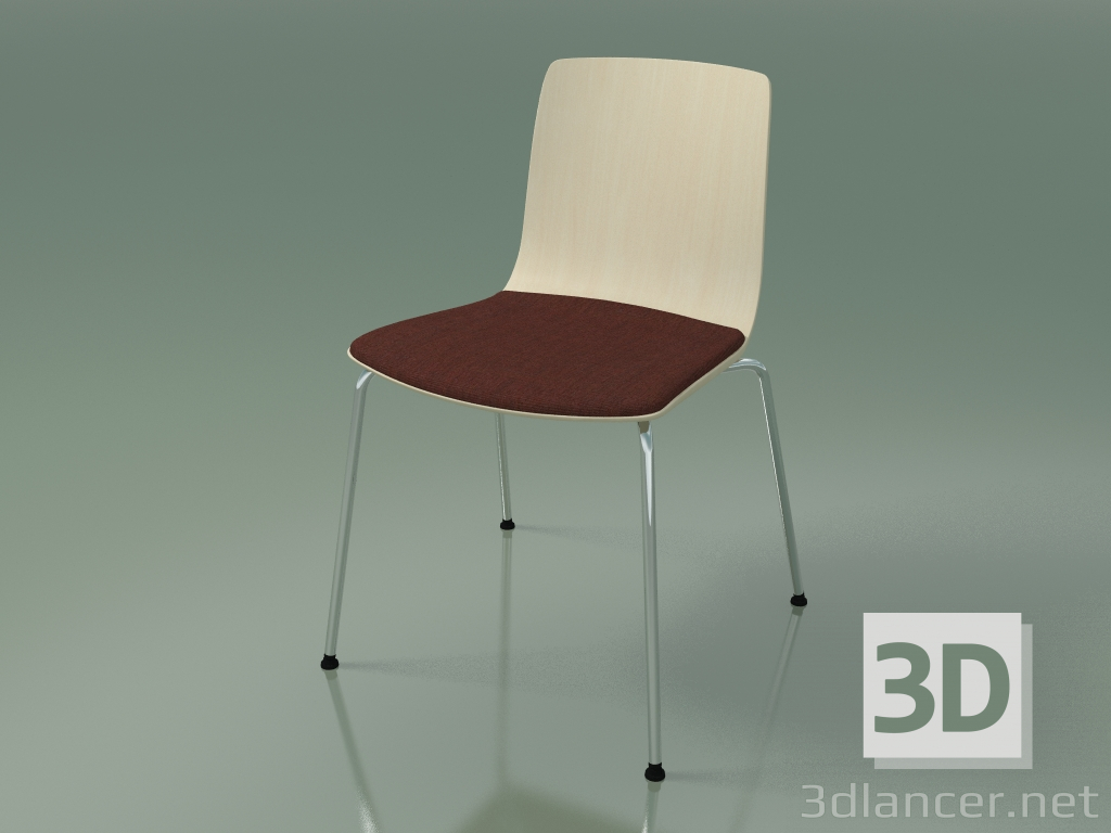 modello 3D Sedia 3973 (4 gambe in metallo, con cuscino sul sedile, betulla bianca) - anteprima