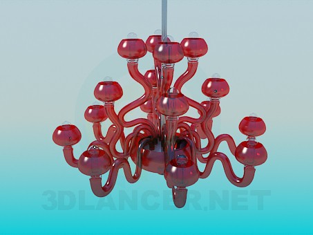 modello 3D Lampadario in vetro colorato - anteprima