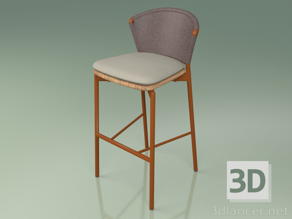 modello 3D Sgabello da bar 050 (marrone, metallo ruggine, teak) - anteprima
