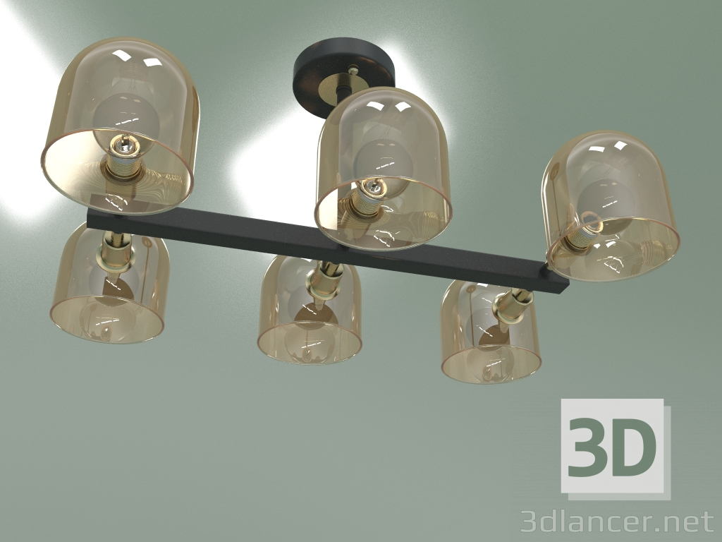 modello 3D Lampadario a soffitto 70103-6 (bronzo-nero) - anteprima