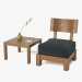 3D Masif Ahşap Sandalye ve Masa modeli satın - render
