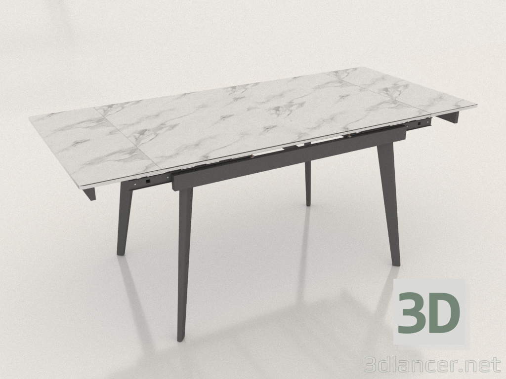 modello 3D Tavolo pieghevole Laura 120-180 (ceramica bianca) - anteprima