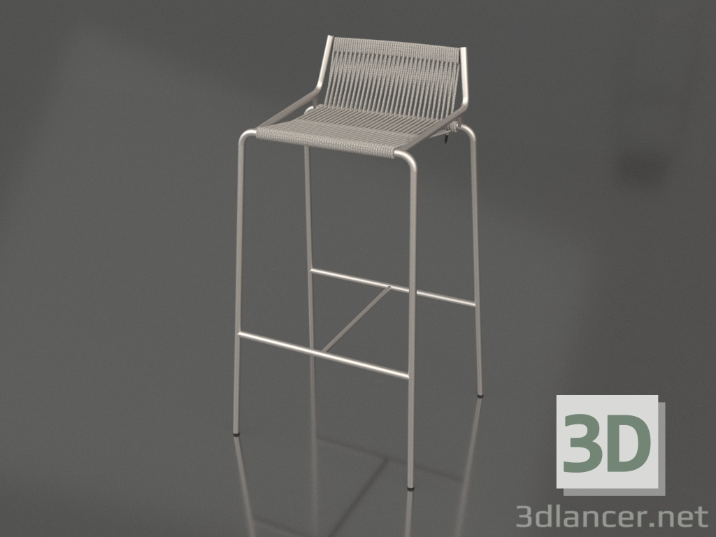 3d model Bar stool Noel H77 (Steel Base, Wool Flag Halyard Fair Grey) - preview