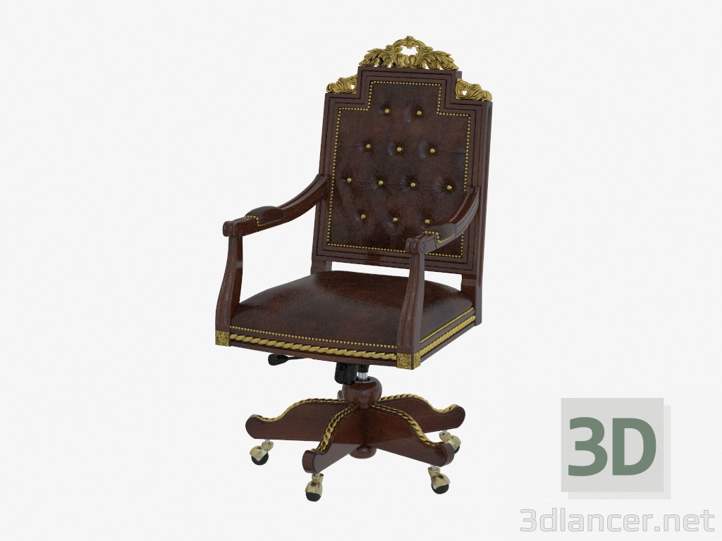 Modelo 3d Cadeira giratória com estofos em couro 1608 - preview