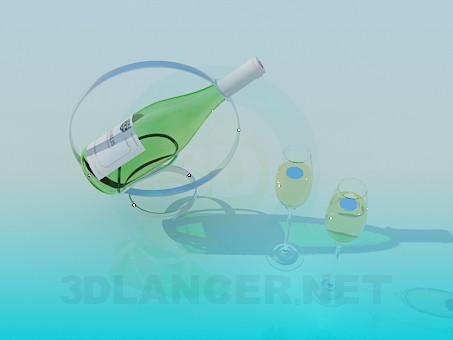3d модель Подставка с шампанским и бокалы – превью 3d модель Подставка с шампанским и бокалы – превью