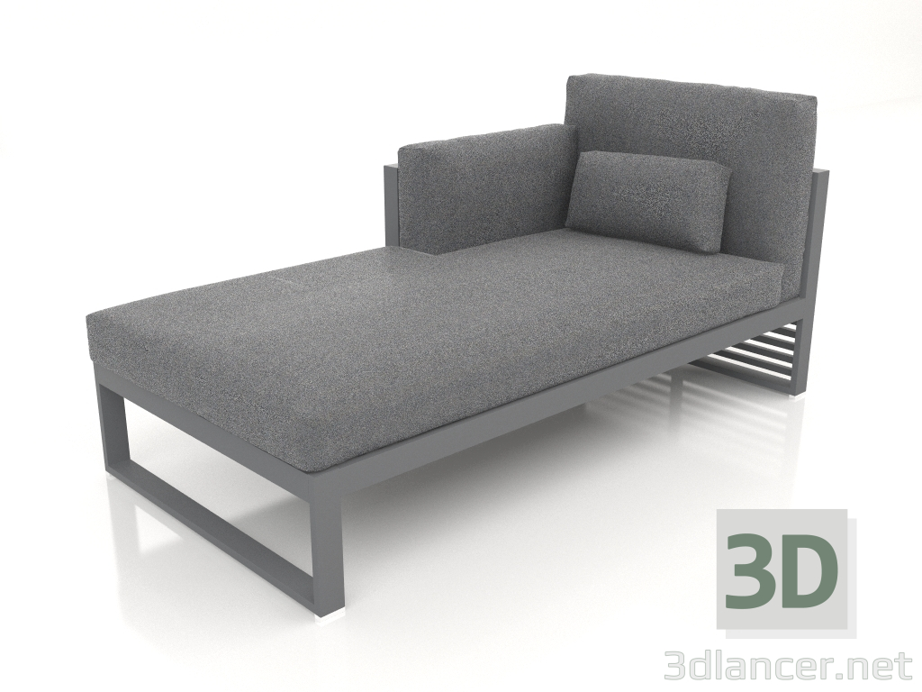 3d model Modular sofa, section 2 left, high back (Anthracite) - preview