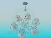 Chandelier with transparent lampshades