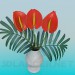 modello 3D Vaso con fiore - anteprima