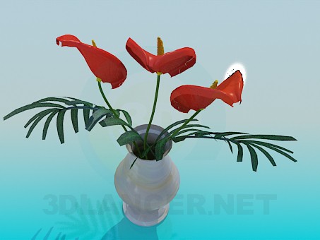 3d model Vase with flower - preview 3d model Vase with flower - preview