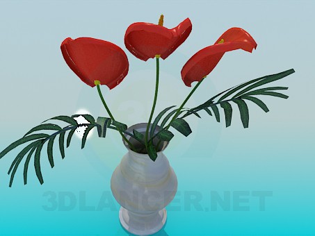 3d model Vase with flower - preview 3d model Vase with flower - preview