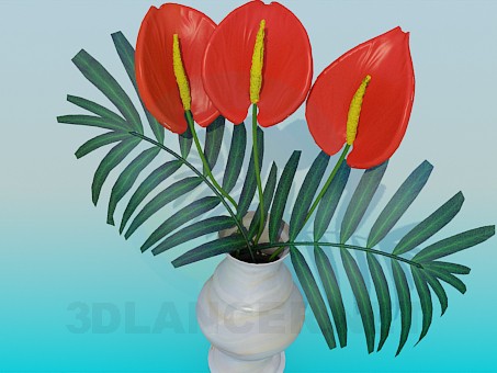 3d model Vase with flower - preview 3d model Vase with flower - preview
