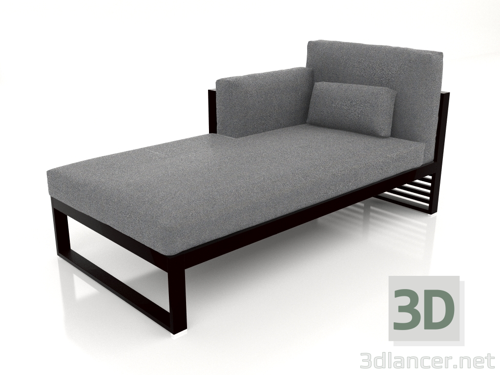 3d model Modular sofa, section 2 left, high back (Black) - preview