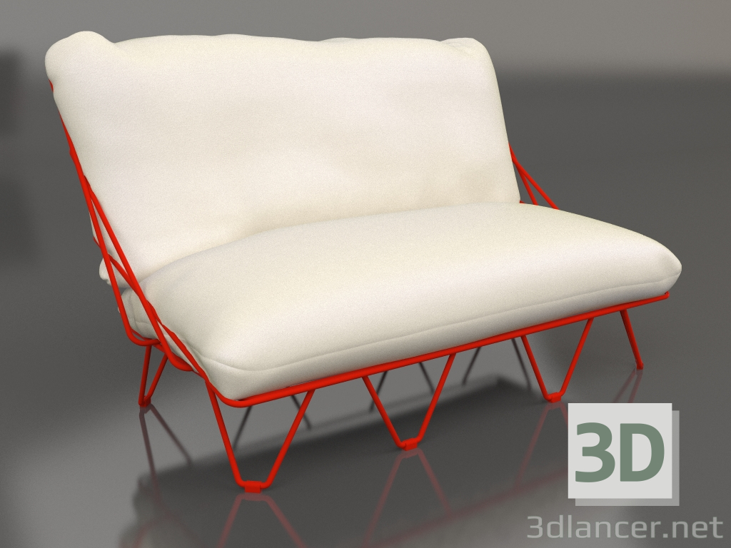 3 डी मॉडल 2-सीटर सोफा (लाल) - पूर्वावलोकन