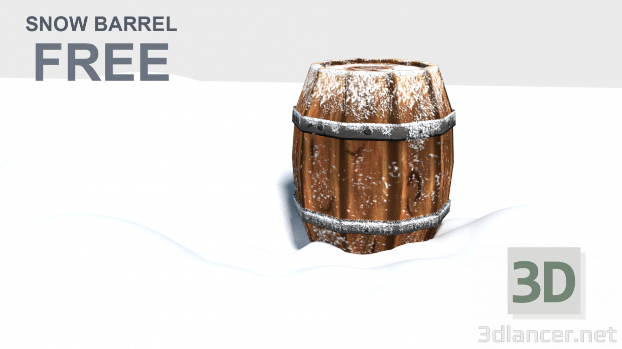 3d model 3d Snow Barrel Game Asset - Low poly - preview