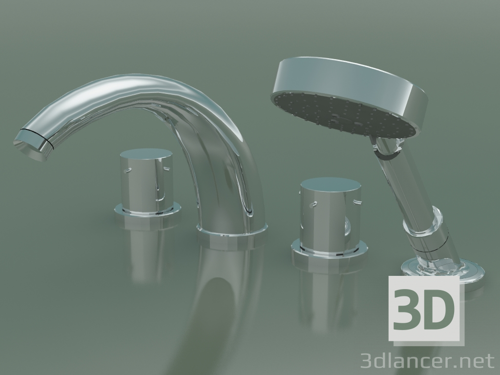 modello 3D Miscelatore vasca 4 fori piastrella (10451000) - anteprima
