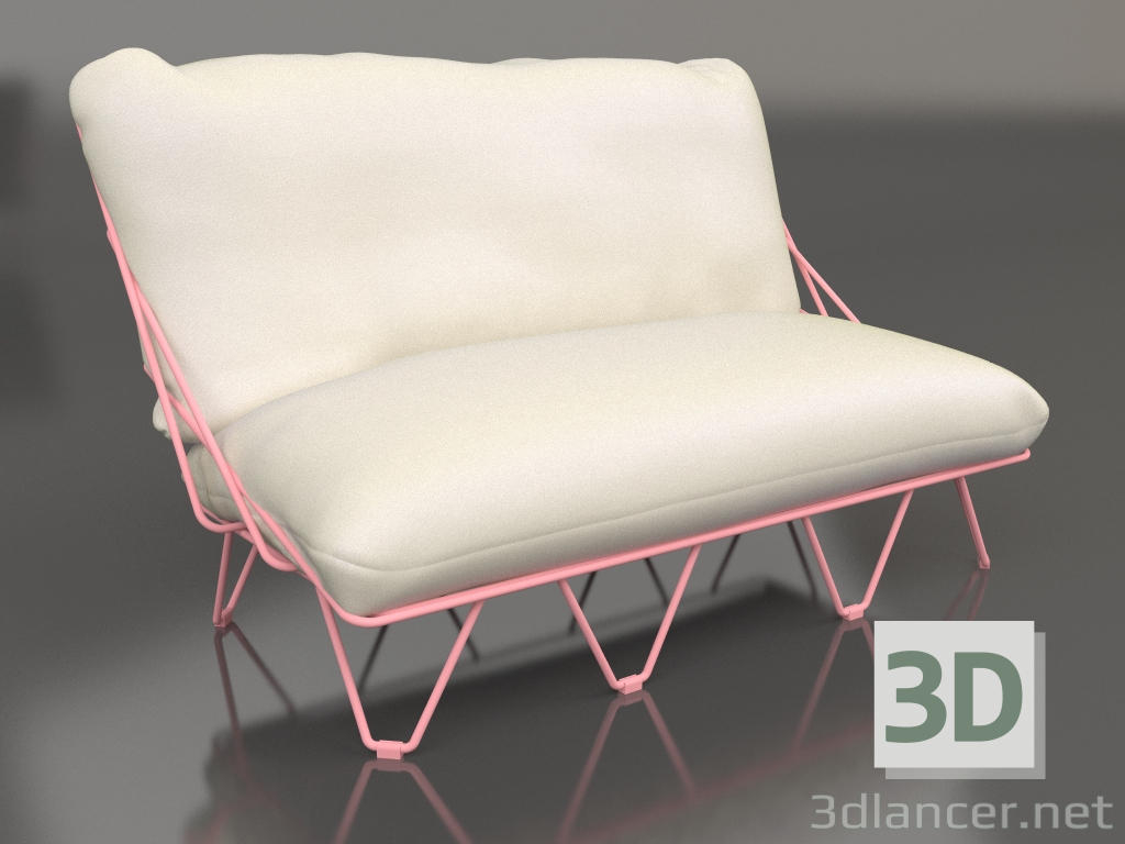3D modeli 2'li kanepe (Pembe) - önizleme