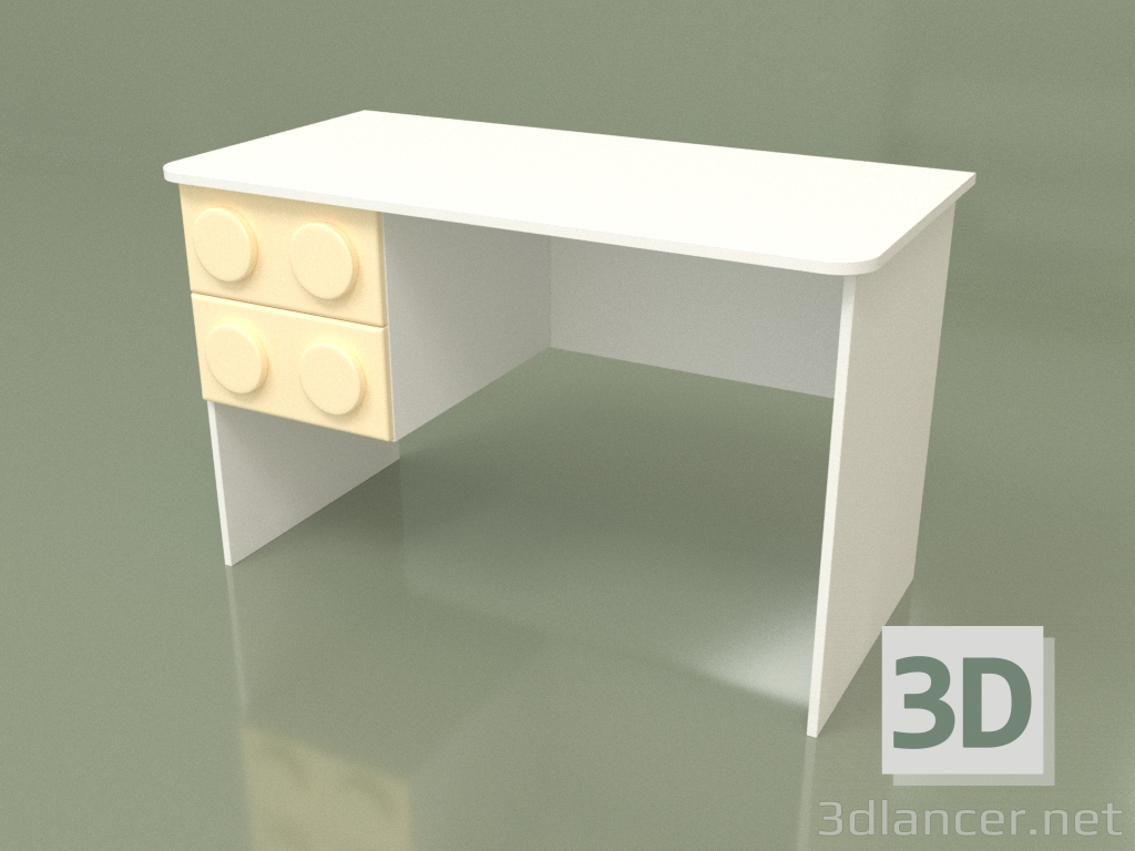 modèle 3D Table d'écriture gauche (Crème) - preview
