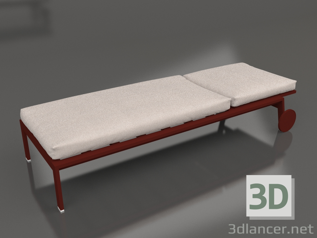 modèle 3D Chaise longue à roulettes (Rouge vin) - preview