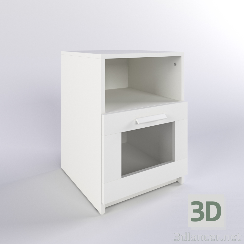 Modelo 3d mesa de cabeceira, Brimnes brancas - preview