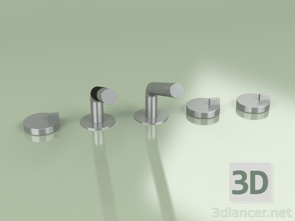 modello 3D Miscelatore con bocca girevole e miscelatore idroprogressivo con doccetta (18 98, AS) - anteprima