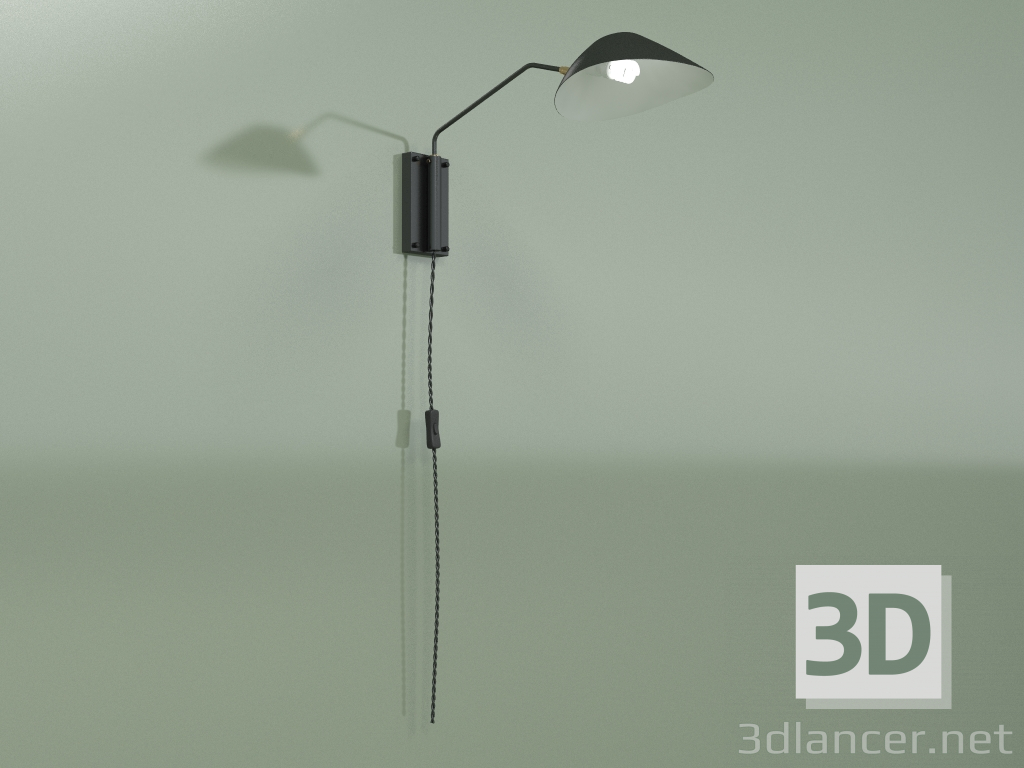 modello 3D Lampada da parete Collet lunghezza asta 49 (nero) - anteprima