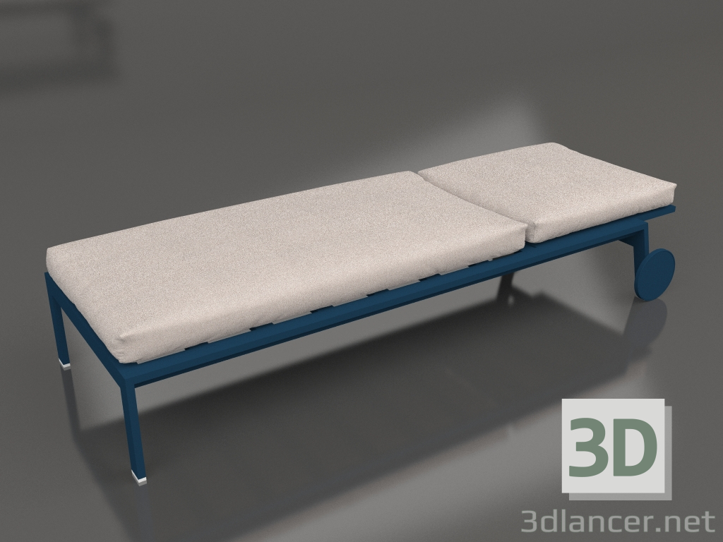 modello 3D Chaise longue con ruote (Grigio blu) - anteprima