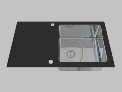 Lavaggio vetro-acciaio, 1 camera con un'ala per l'asciugatura - Edge Diamond Pallas (ZSP 0X2C)