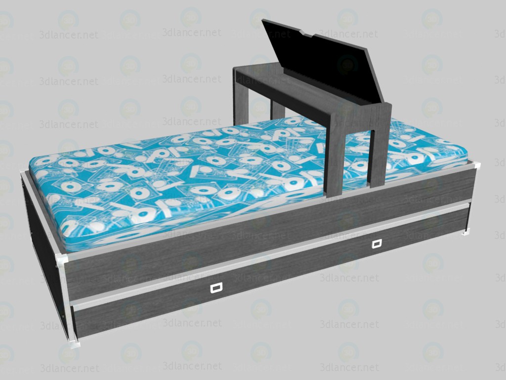 Modelo 3d Cama com uma extensão. - preview