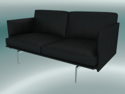 Contorno del sofá de estudio (cuero negro refinado, aluminio pulido)