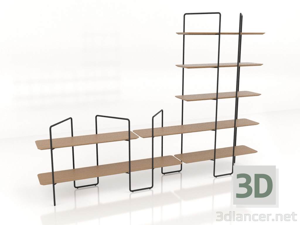 3D Modell Modulares Rack (Zusammensetzung 11 (04+10+HE)) - Vorschau