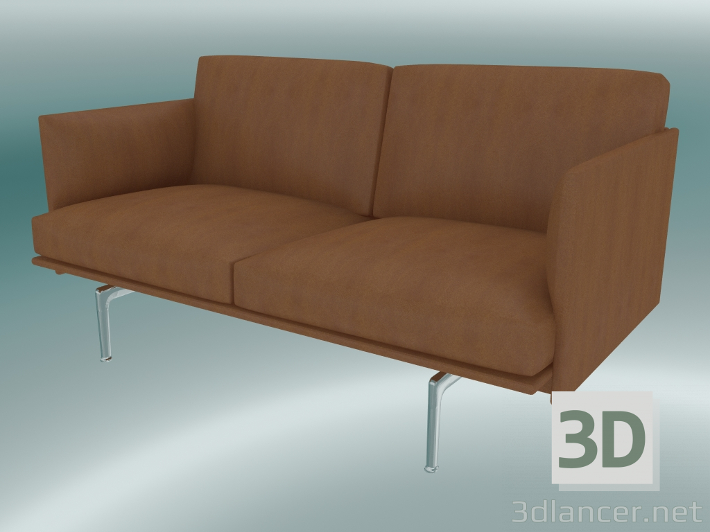 3d model Contorno del sofá de estudio (cuero de coñac refinado, aluminio pulido) - vista previa