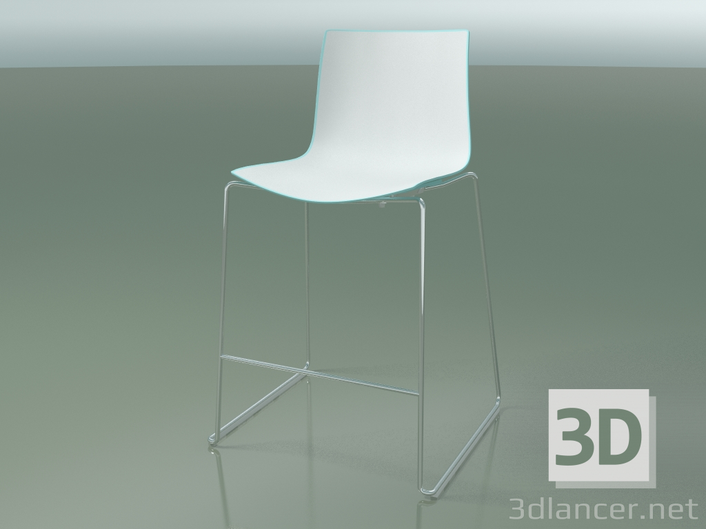modèle 3D Chaise de bar 0474 (sur traîneau, polypropylène bicolore) - preview