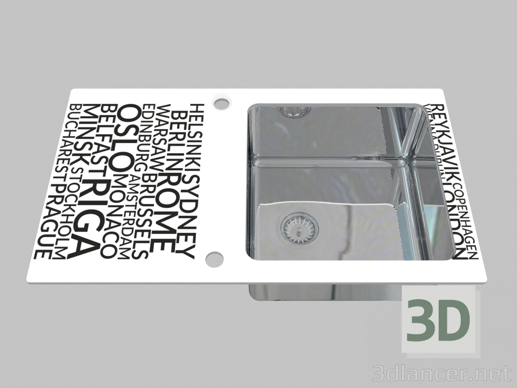 Modelo 3d Lavagem de vidro-aço, 1 câmara com uma asa para secagem - a borda de um Pallas redondo (ZSP 0A1C) - preview