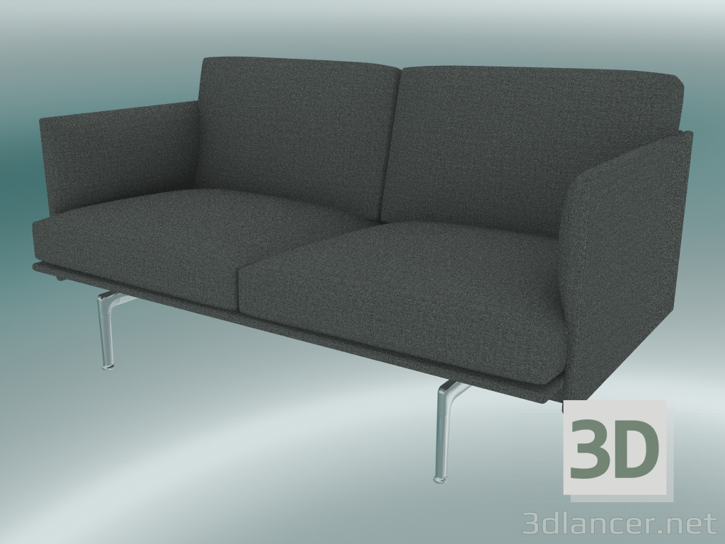 modello 3D Outline Studio Sofa (Remix 163, Alluminio lucidato) - anteprima