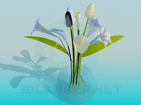 modelo 3D Ramo de flores en un florero - escuchar modelo 3D Ramo de flores en un florero - escuchar