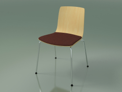 Stuhl 3973 (4 Metallbeine, mit einem Kissen auf dem Sitz, natürliche Birke)