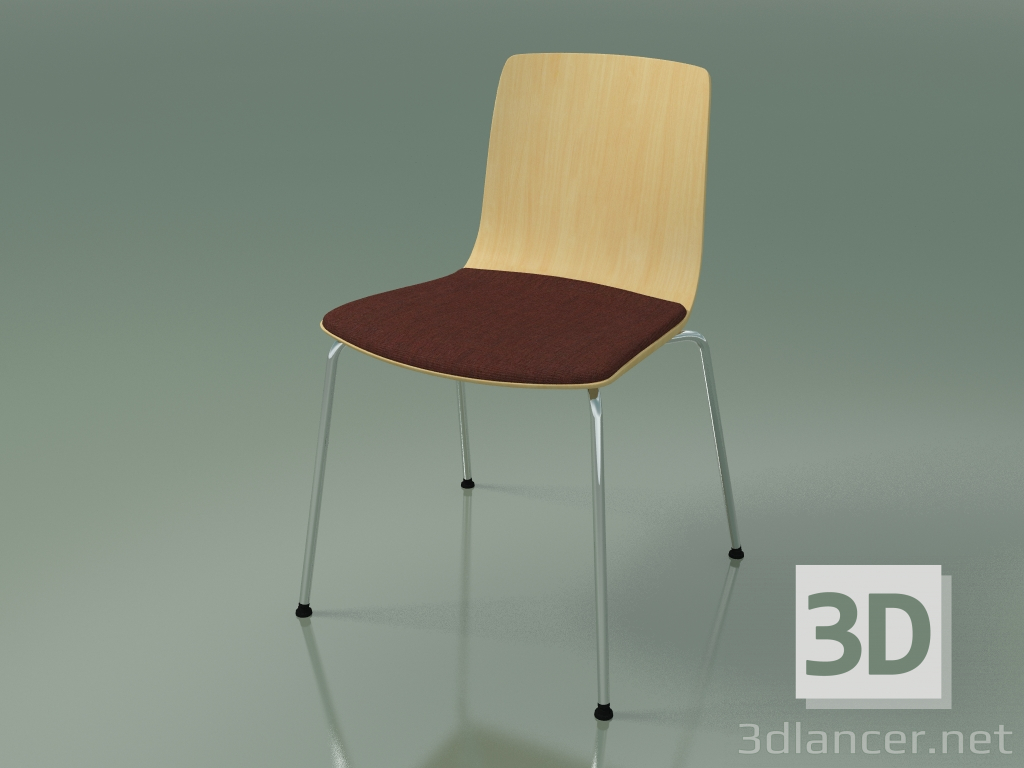 3d model Chair 3973 (4 metal legs, with a pillow on the seat, natural birch) - preview