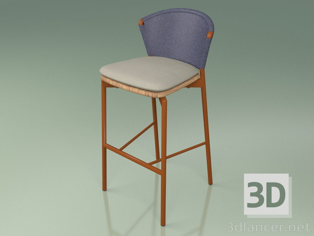 3D Modell Barhocker 050 (Blau, Metall Rost, Teak) - Vorschau