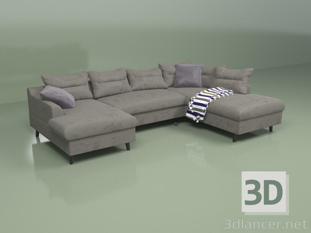 3D Modell Sofa Stylish Stan U rechts (dunkelgrau) - Vorschau